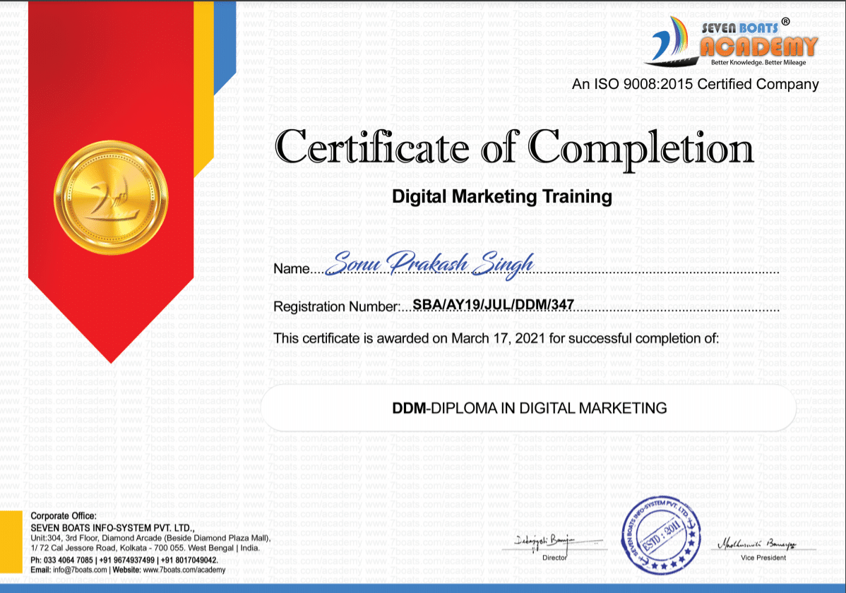 Diploma in Digital Marketing 31 - DDM certificate 7boats