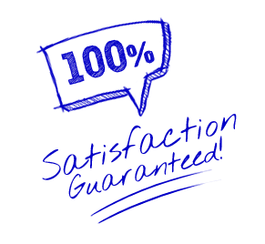 100% Satisfaction Guarantee - Hand Drawn Blue